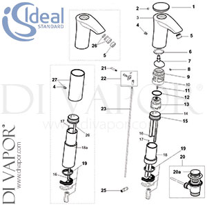 Ideal Standard Artefact Single Lever Basin Mixer Tap Spare Parts - IDL DV 166
